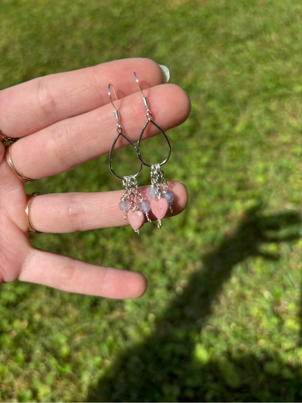 Tanzanite and rhodochrosite earrings - Picture 2 of 3
